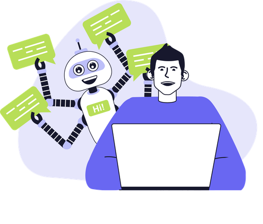 Boy working with ai technology  Illustration