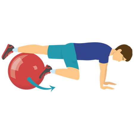 Boy workout with gym ball Illustration
