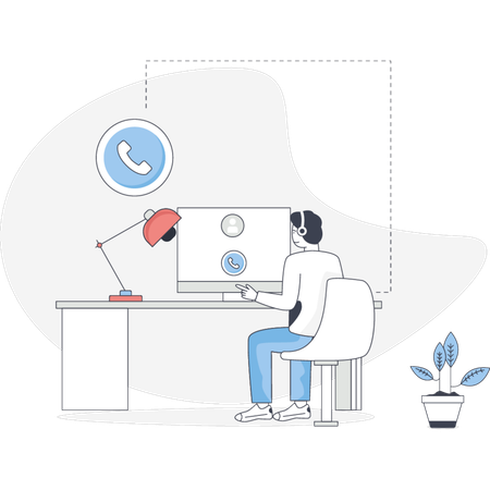 Boy works about recruitment support  Illustration