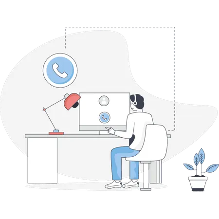 Boy works about recruitment support  Illustration