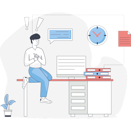Boy  worried stress on work  Illustration