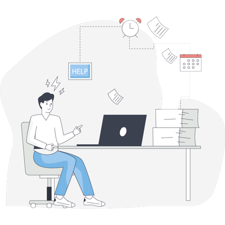 Boy  worried to work pressure  Illustration