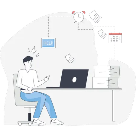 Boy  worried to work pressure  Illustration