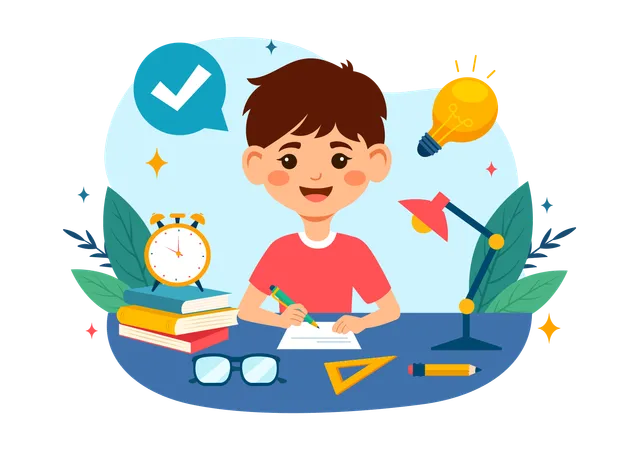 Examination Paper Vector Illustration With Online Exam Form Papers Answers Survey Or Internet Quiz In Flat Kids Cartoon Background Design 일러스트레이션