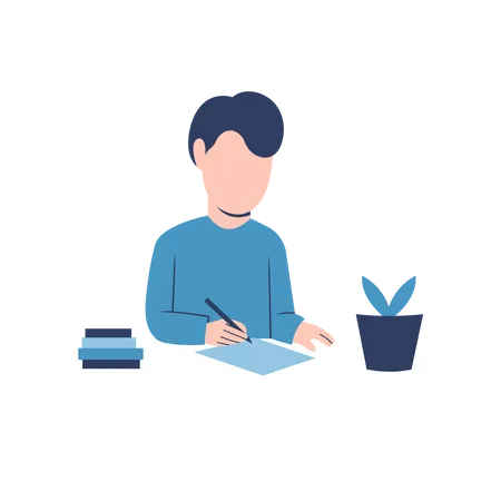 Boy writing letter  Illustration