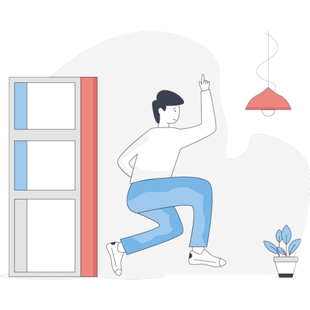 Boy yoga in office  Illustration