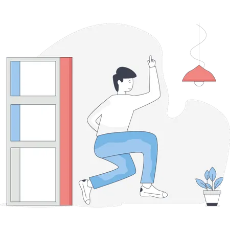 Boy yoga in office  Illustration