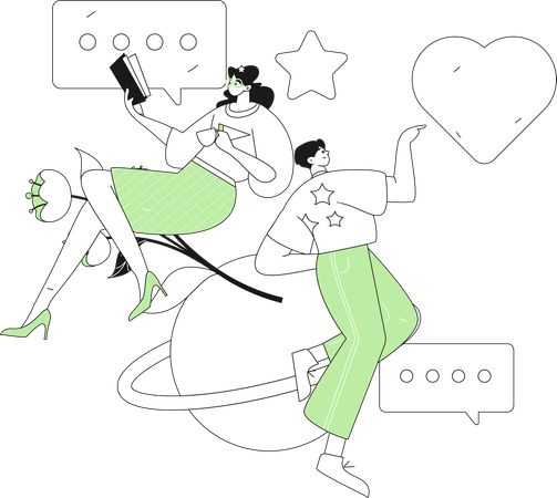 Boyfriend and girlfriend celebrating valentines day  Illustration