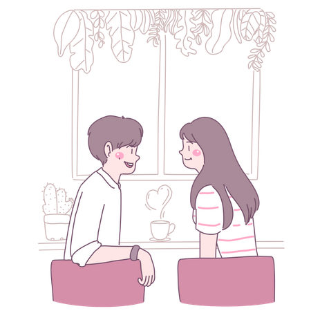 Boyfriend and girlfriend sitting together Illustration
