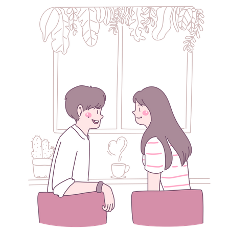 Boyfriend and girlfriend sitting together  Illustration