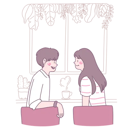 Boyfriend and girlfriend sitting together  Illustration