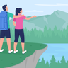 free backpacker couple illustrations