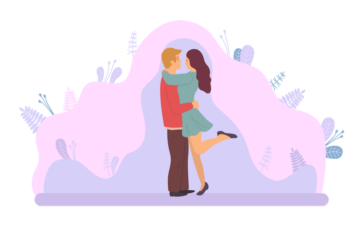 Boyfriend doing hug to his girlfriend  Illustration