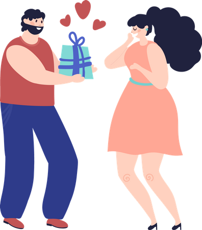 Boyfriend Gifting To Girlfriend  Illustration