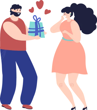 Boyfriend Gifting To Girlfriend  Illustration