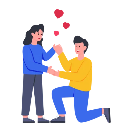 Boyfriend proposing girlfriend  Illustration