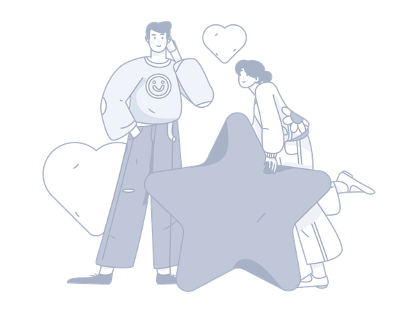 Boyfriend talking with girlfriend on mobile  Illustration