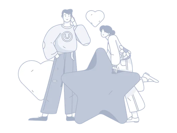 Boyfriend talking with girlfriend on mobile  Illustration