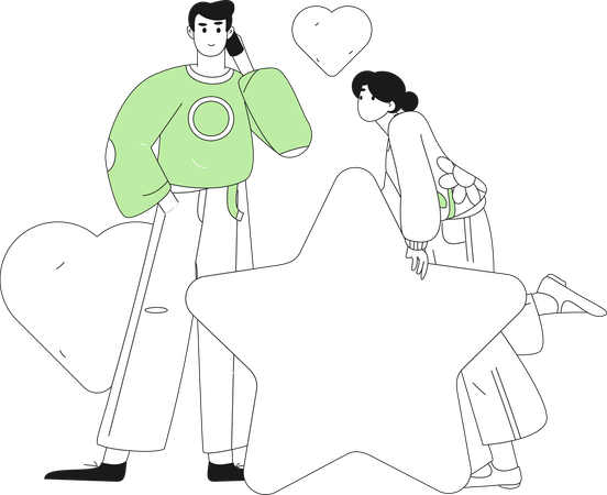 Boyfriend talking with girlfriend on mobile  Illustration