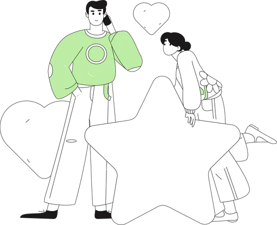 Boyfriend talking with girlfriend on mobile  Illustration