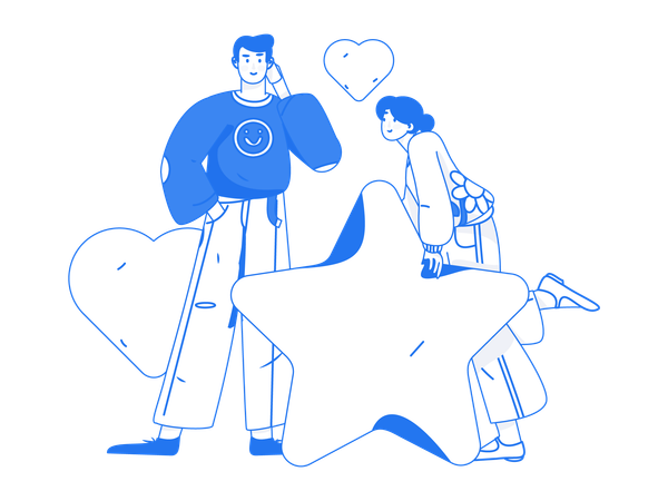 Boyfriend talking with girlfriend on mobile  Illustration