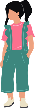 Boyish girl wearing jumpsuit Illustration