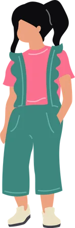 Boyish girl wearing jumpsuit  Illustration