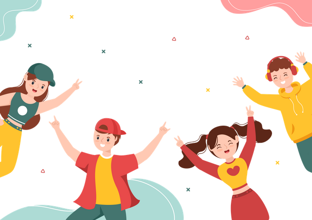 Boys and girls together  Illustration