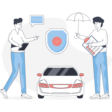 Boys are dcuss about car insurance deal  Illustration