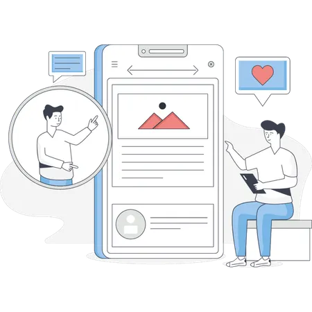 Boys are discuss about social media content  Illustration