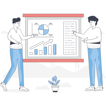 Boys are discussing business rising graph  Illustration