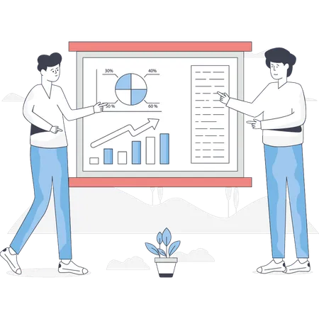 Boys are discussing business rising graph  Illustration