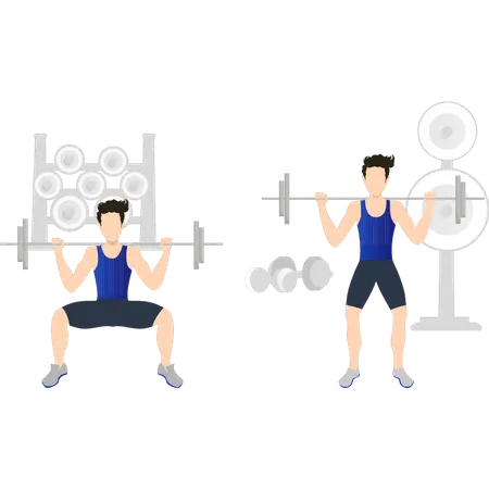 Boys are doing weightlifting  Illustration
