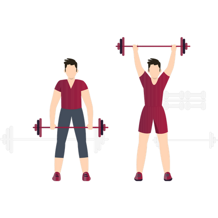 Boys are doing weightlifting Illustration