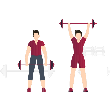 Boys are doing weightlifting  Illustration