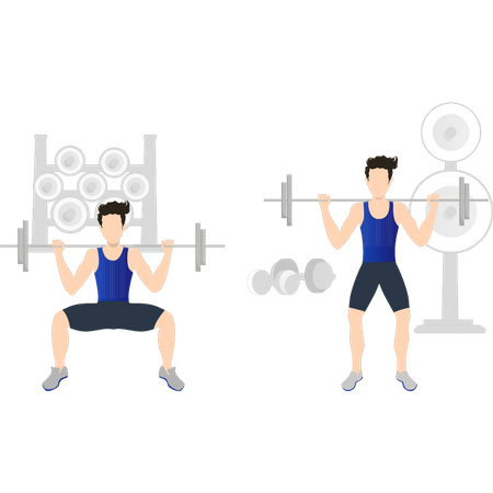 Boys are doing weightlifting  Illustration