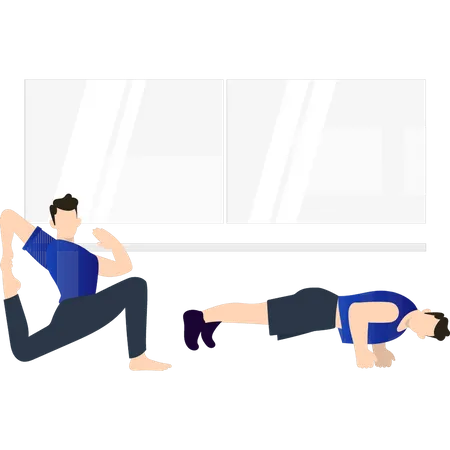 Boys are exercising  Illustration