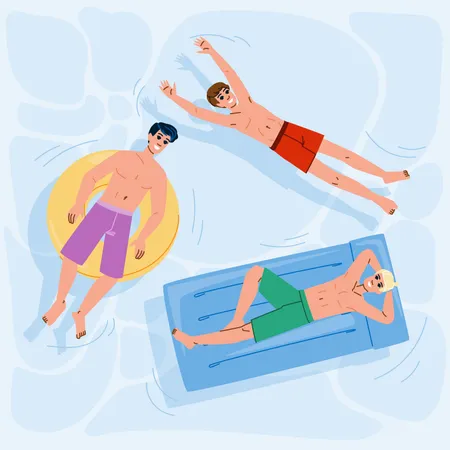 Boys are having fun in swimming pool  Illustration