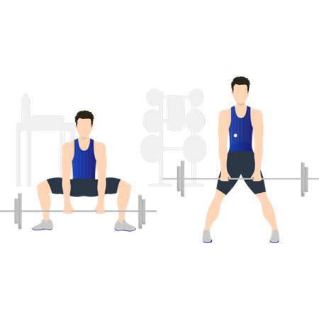 Boys are lifting weights Illustration
