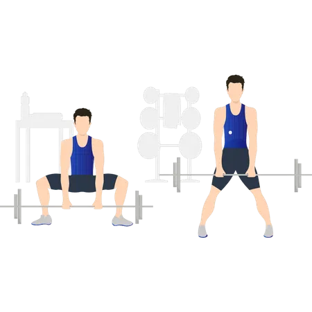 Boys are lifting weights  Illustration