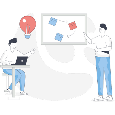 Boys are making innovation ideas  Illustration