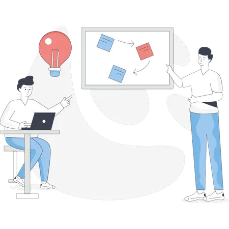 Boys are making innovation ideas  Illustration