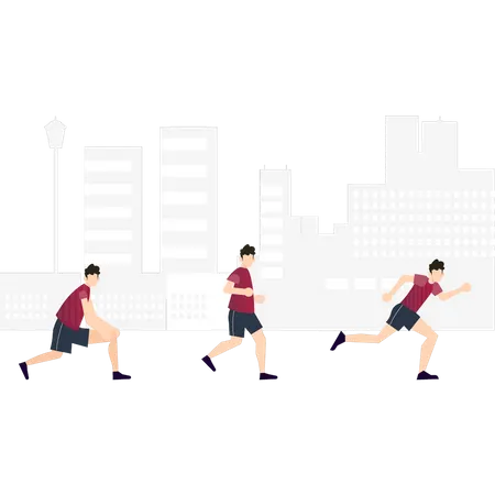 Boys are running for exercise  Illustration