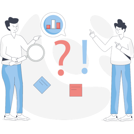Boys are searching for business analytic  Illustration