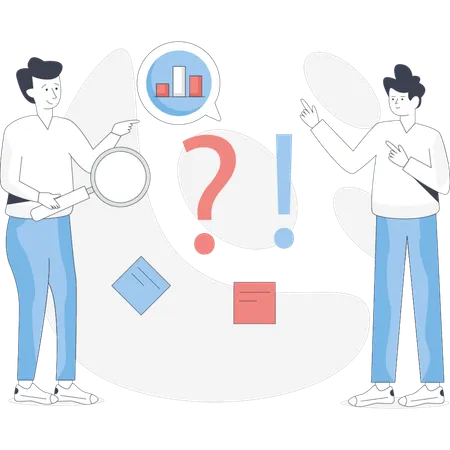 Boys are searching for business analytic  Illustration
