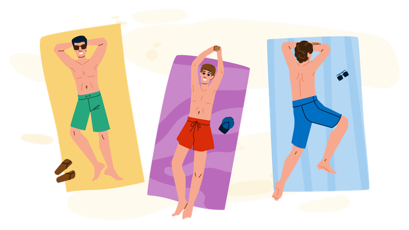 Boys are taking sunbath  Illustration