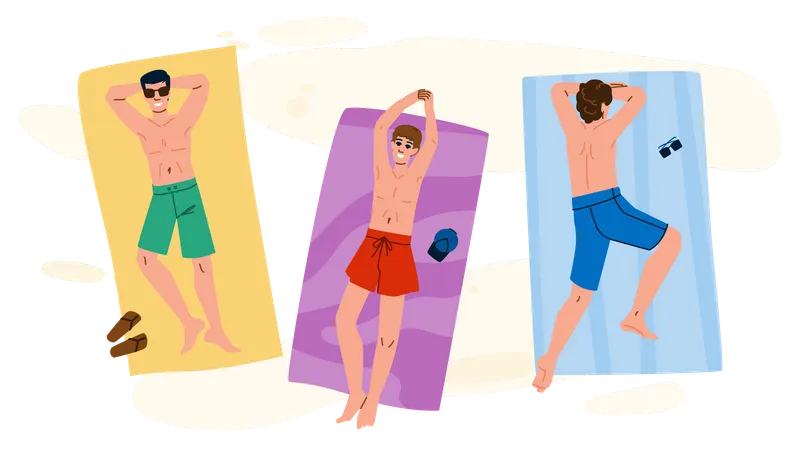 Boys are taking sunbath  Illustration