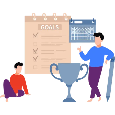 Boys are talking about achieving goals  Illustration