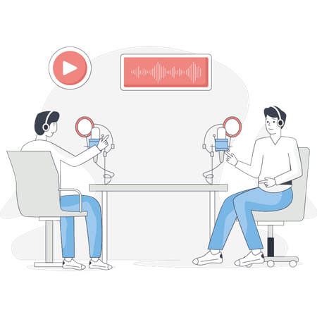 Boys are talking in studio  Illustration