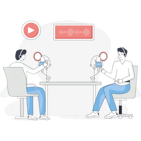 Boys are talking in studio  Illustration